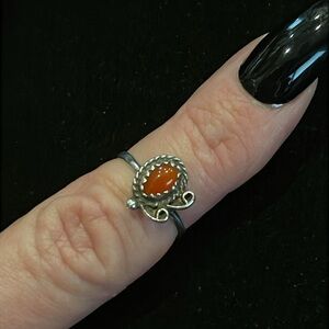 Sterling Silver Ring with Coral Gemstone